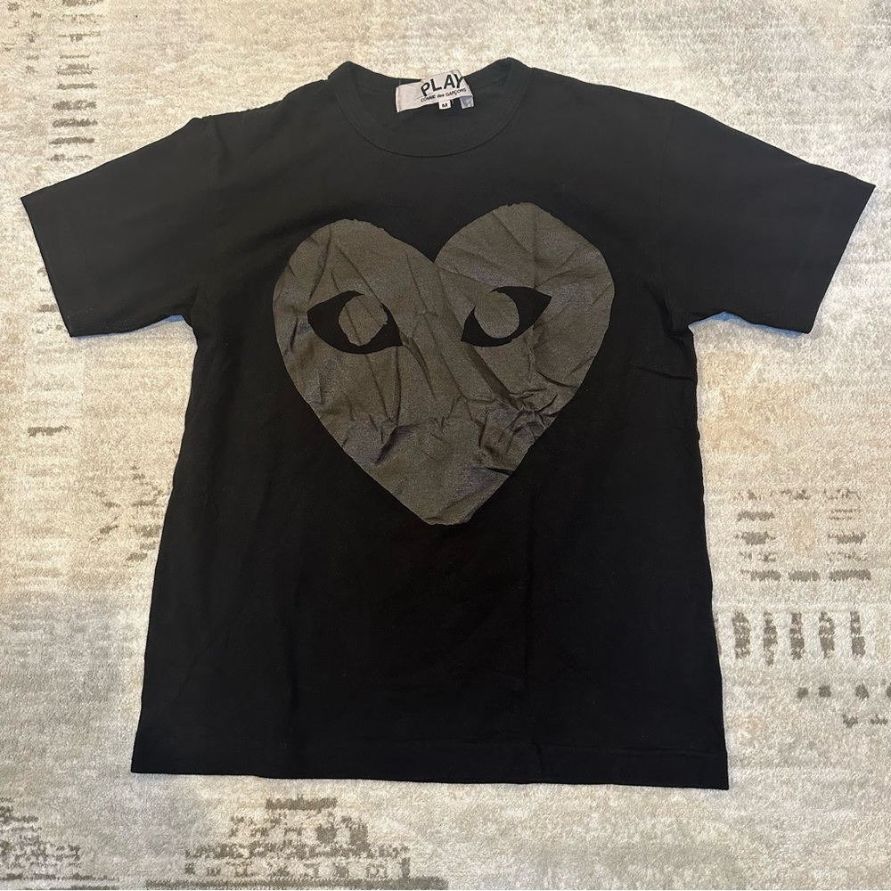 Play Comme des Garçons Heart Logo T-Shirt  Small Black Cotton Tee Women's/Men's